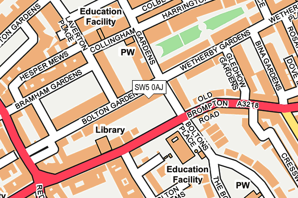 SW5 0AJ map - OS OpenMap – Local (Ordnance Survey)