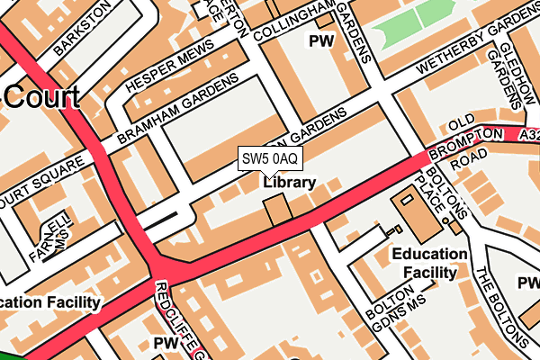 SW5 0AQ map - OS OpenMap – Local (Ordnance Survey)