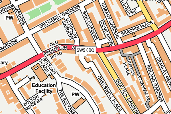 SW5 0BQ map - OS OpenMap – Local (Ordnance Survey)