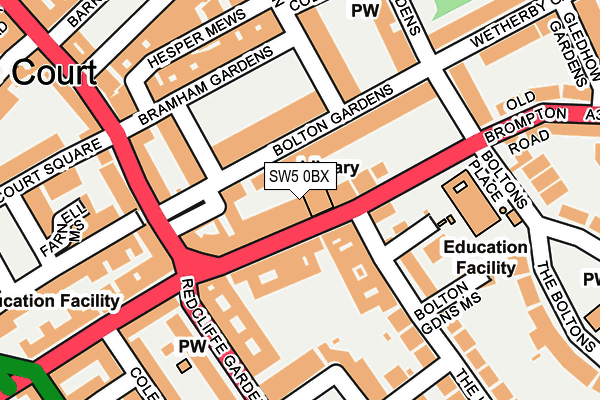 SW5 0BX map - OS OpenMap – Local (Ordnance Survey)