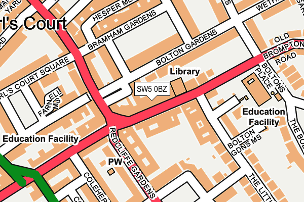 SW5 0BZ map - OS OpenMap – Local (Ordnance Survey)