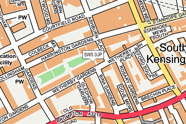 SW5 0JP map - OS OpenMap – Local (Ordnance Survey)