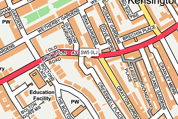 SW5 0LJ map - OS OpenMap – Local (Ordnance Survey)