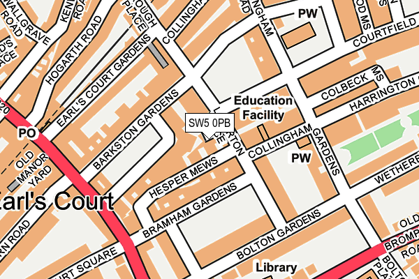 SW5 0PB map - OS OpenMap – Local (Ordnance Survey)