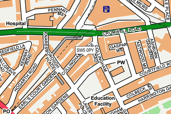 SW5 0PY map - OS OpenMap – Local (Ordnance Survey)