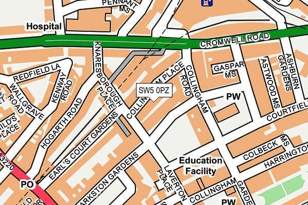 SW5 0PZ map - OS OpenMap – Local (Ordnance Survey)