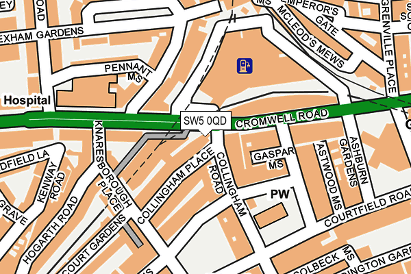 SW5 0QD map - OS OpenMap – Local (Ordnance Survey)