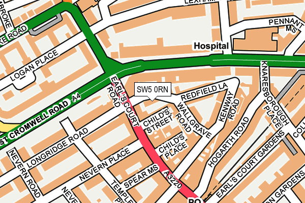 SW5 0RN map - OS OpenMap – Local (Ordnance Survey)