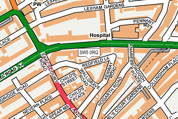 SW5 0RQ map - OS OpenMap – Local (Ordnance Survey)