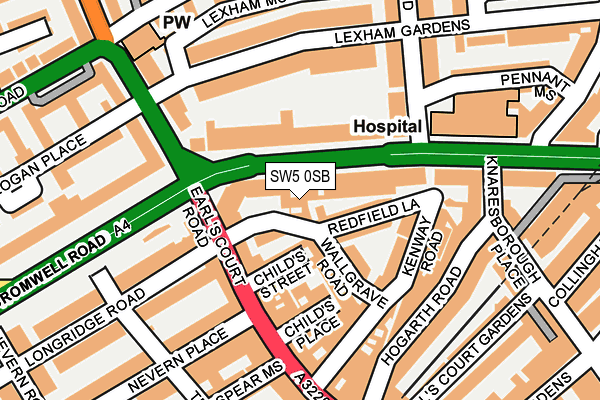 SW5 0SB map - OS OpenMap – Local (Ordnance Survey)