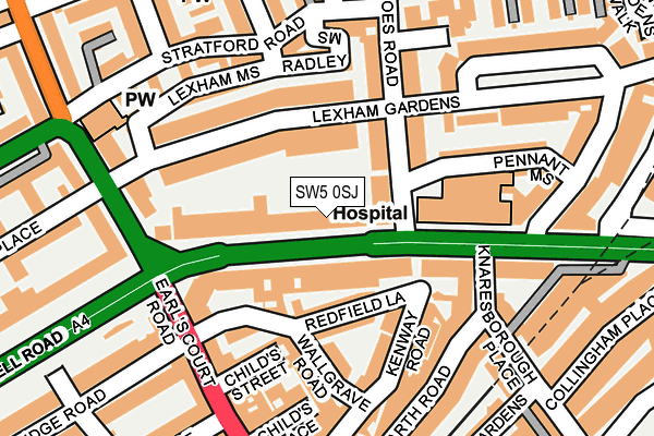 SW5 0SJ map - OS OpenMap – Local (Ordnance Survey)