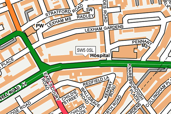 SW5 0SL map - OS OpenMap – Local (Ordnance Survey)