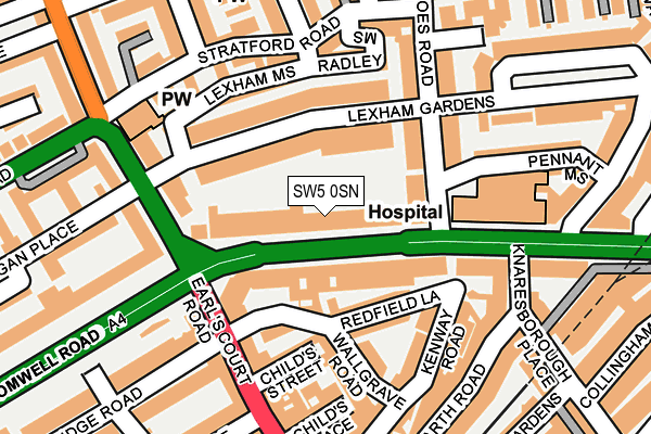 SW5 0SN map - OS OpenMap – Local (Ordnance Survey)