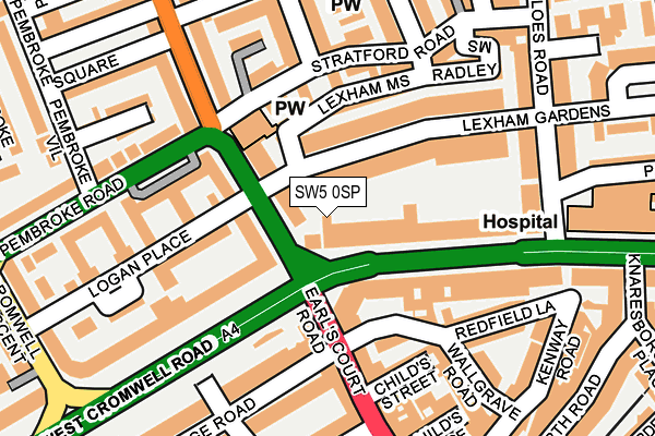 SW5 0SP map - OS OpenMap – Local (Ordnance Survey)