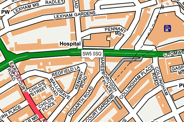 SW5 0SQ map - OS OpenMap – Local (Ordnance Survey)