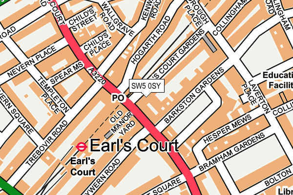 SW5 0SY map - OS OpenMap – Local (Ordnance Survey)