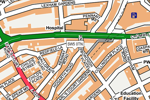 SW5 0TN map - OS OpenMap – Local (Ordnance Survey)