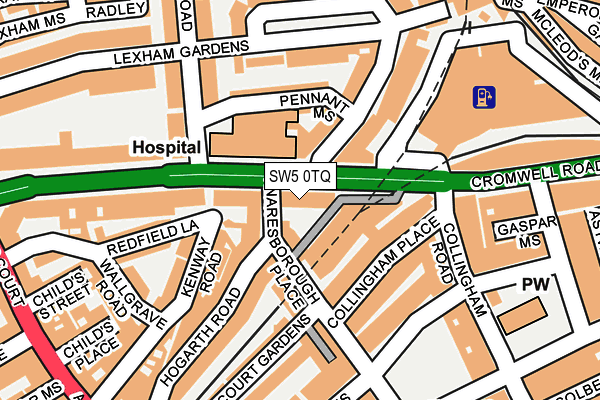 SW5 0TQ map - OS OpenMap – Local (Ordnance Survey)