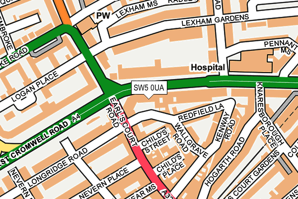 SW5 0UA map - OS OpenMap – Local (Ordnance Survey)