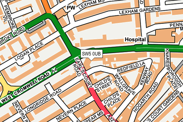 SW5 0UB map - OS OpenMap – Local (Ordnance Survey)