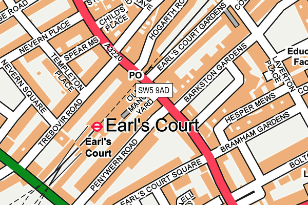 SW5 9AD map - OS OpenMap – Local (Ordnance Survey)