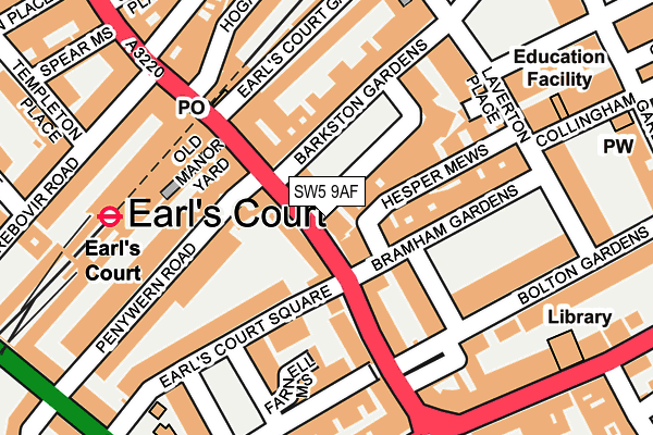 SW5 9AF map - OS OpenMap – Local (Ordnance Survey)