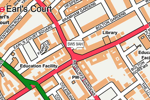 SW5 9AH map - OS OpenMap – Local (Ordnance Survey)