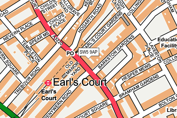 SW5 9AP map - OS OpenMap – Local (Ordnance Survey)