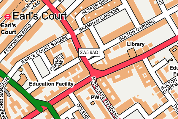 SW5 9AQ map - OS OpenMap – Local (Ordnance Survey)