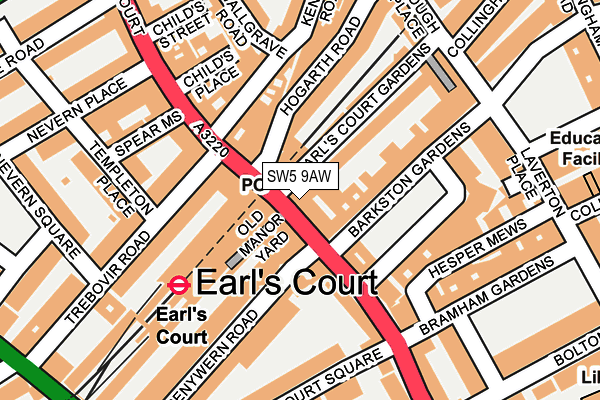 SW5 9AW map - OS OpenMap – Local (Ordnance Survey)