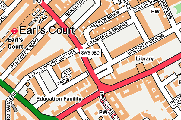 SW5 9BD map - OS OpenMap – Local (Ordnance Survey)