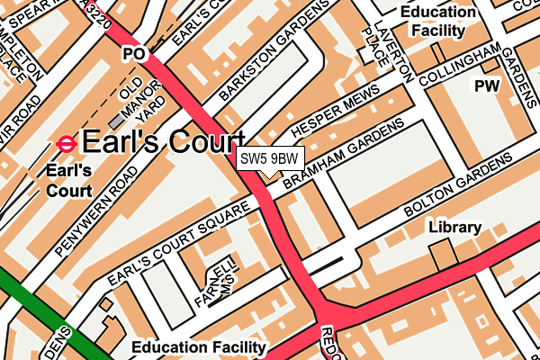 SW5 9BW map - OS OpenMap – Local (Ordnance Survey)