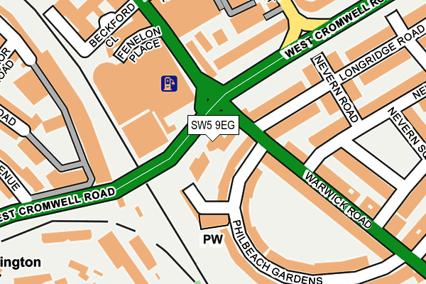 SW5 9EG map - OS OpenMap – Local (Ordnance Survey)