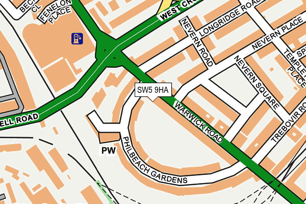 SW5 9HA map - OS OpenMap – Local (Ordnance Survey)
