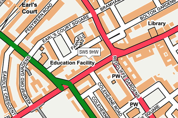 SW5 9HW map - OS OpenMap – Local (Ordnance Survey)