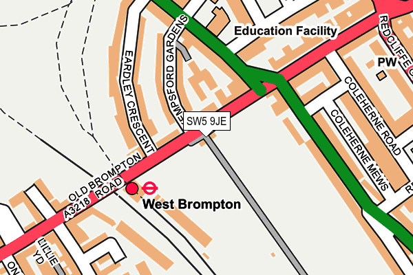 SW5 9JE map - OS OpenMap – Local (Ordnance Survey)