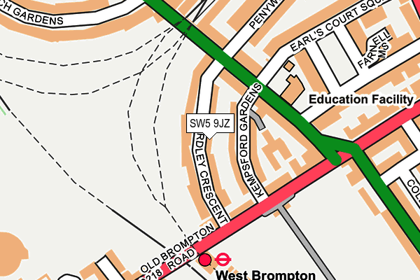 SW5 9JZ map - OS OpenMap – Local (Ordnance Survey)