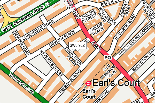 SW5 9LZ map - OS OpenMap – Local (Ordnance Survey)