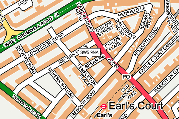 SW5 9NA map - OS OpenMap – Local (Ordnance Survey)