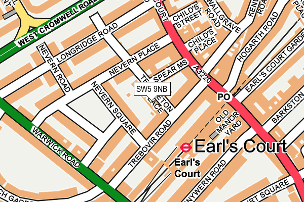 SW5 9NB map - OS OpenMap – Local (Ordnance Survey)