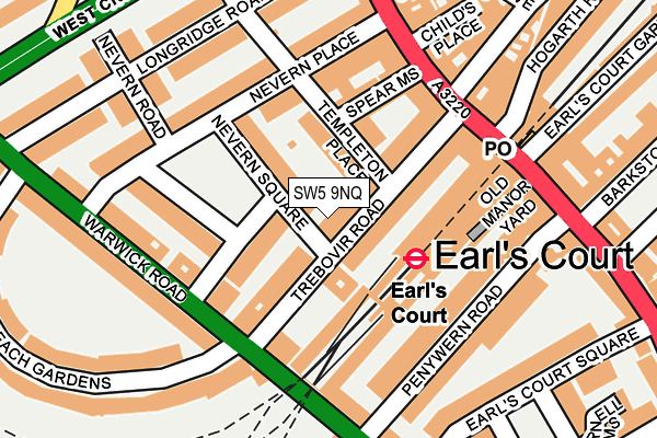 SW5 9NQ map - OS OpenMap – Local (Ordnance Survey)