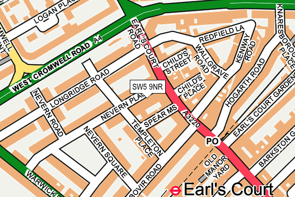 SW5 9NR map - OS OpenMap – Local (Ordnance Survey)