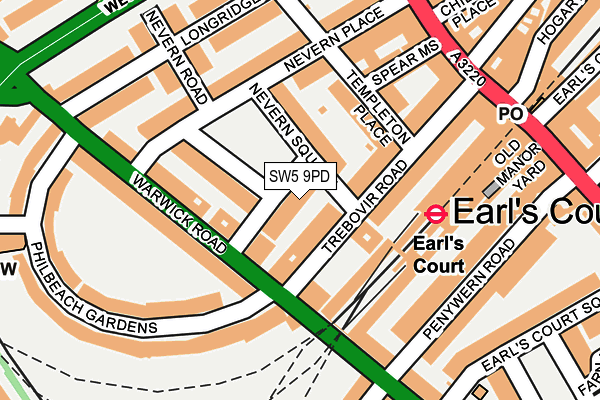 SW5 9PD map - OS OpenMap – Local (Ordnance Survey)