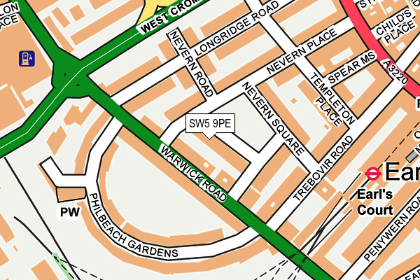 SW5 9PE map - OS OpenMap – Local (Ordnance Survey)