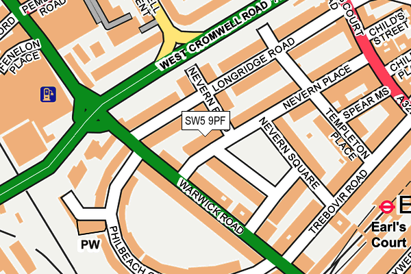 SW5 9PF map - OS OpenMap – Local (Ordnance Survey)