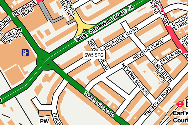 SW5 9PG map - OS OpenMap – Local (Ordnance Survey)