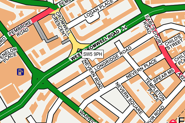 SW5 9PH map - OS OpenMap – Local (Ordnance Survey)