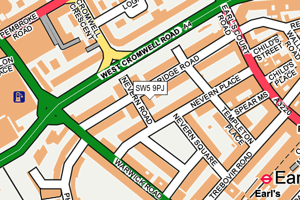 SW5 9PJ map - OS OpenMap – Local (Ordnance Survey)