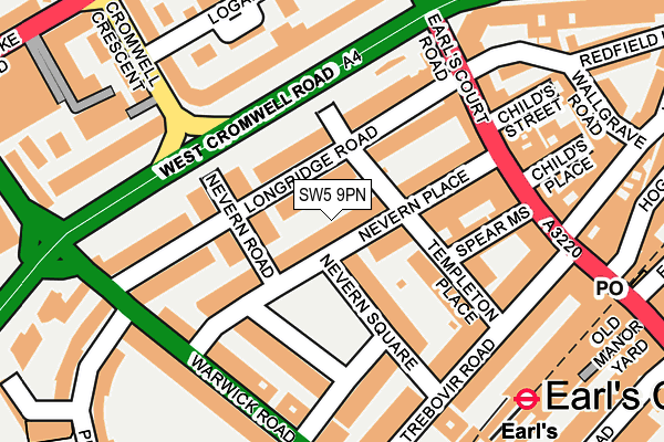 SW5 9PN map - OS OpenMap – Local (Ordnance Survey)