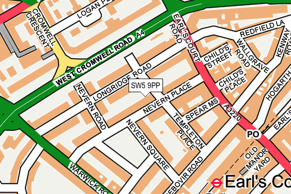 SW5 9PP map - OS OpenMap – Local (Ordnance Survey)